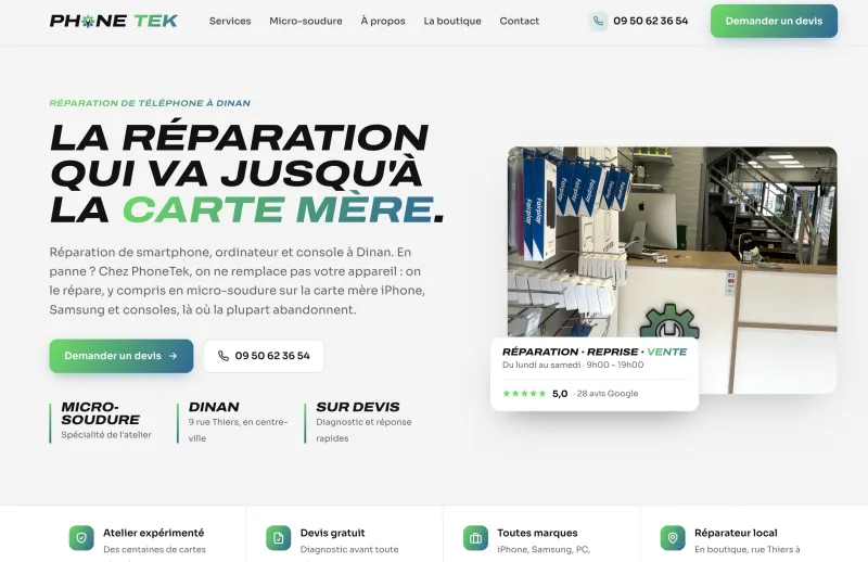 Site vitrine de l'atelier PhoneTek